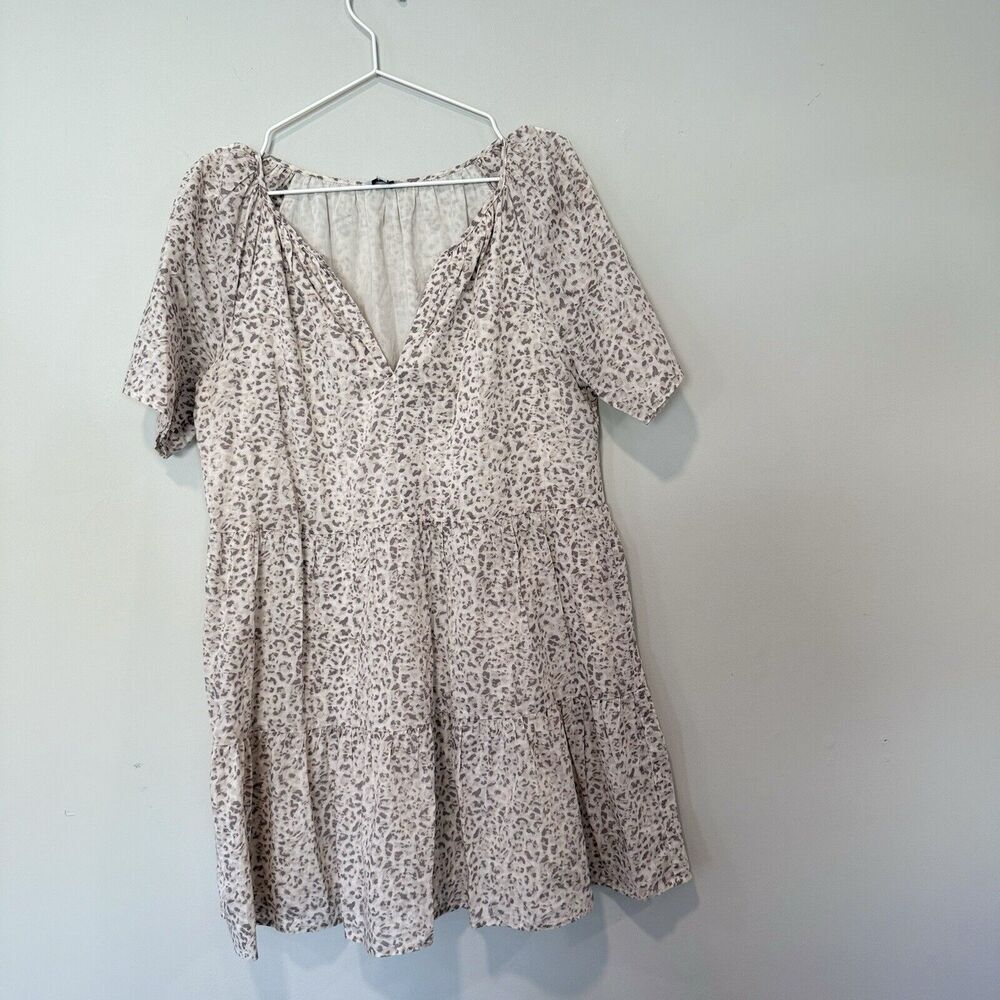 Rails Womens Clarissa Beige animal print Tiered Babydoll Sundress Small 1670